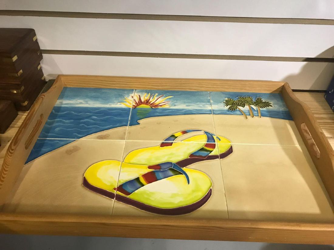 Two Sandals Tray with Tiles: 18"x12.5" Each