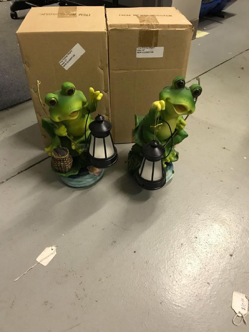 4 Solar Powered Fishing Frog Figurine Light (1 of 6)