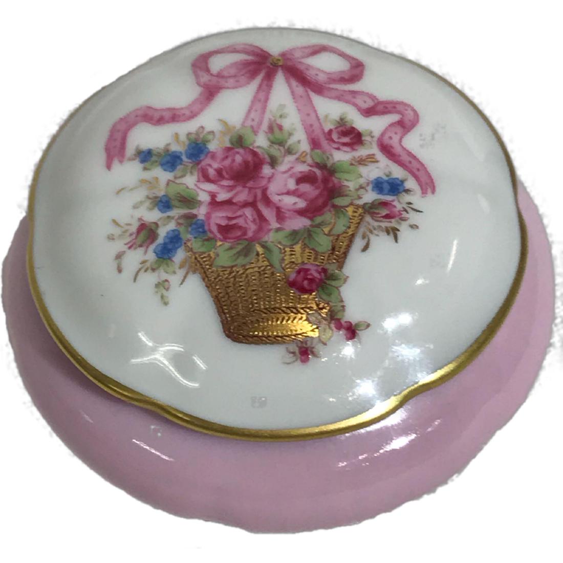 Limoges Collectible Trinket Box Jar Castel: Handmade vintage Limoges box. Signed Castel Limoges France, Fait Main. on the bottom. It measures approximately 2" across by 1.5" high