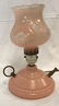 Antique Pink Glass Oil Style Lamp - 7