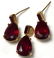 Ruby and Gold Colored Earring and Pendant Set