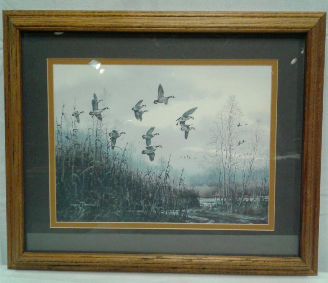 Gregory F Messier Print, Blue Wing Ducks in Flight: Gregory F. Messier was born in 1950 and had an interest in wildlife and its habitat at an early age. Gregory studied painting at Dutchess Community College with Professor Robert Benney. Outdoor Life a