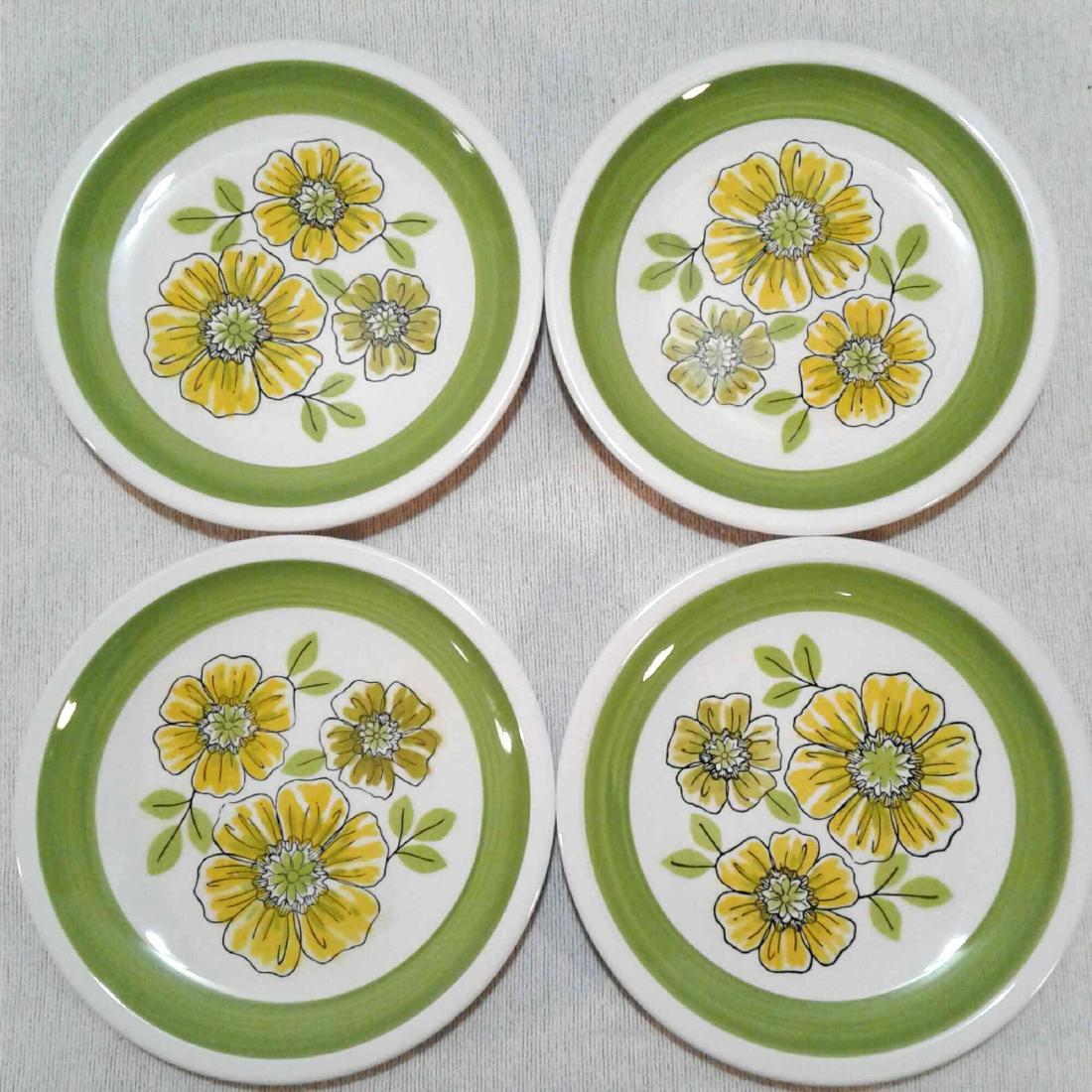Mikasa Cera-Stone Dishes (4): 4 Vintage Mikasa-Cera Stone CrispyÂ salad plates that measures 8".Â This set is in very good used condition and has not signs of clips.