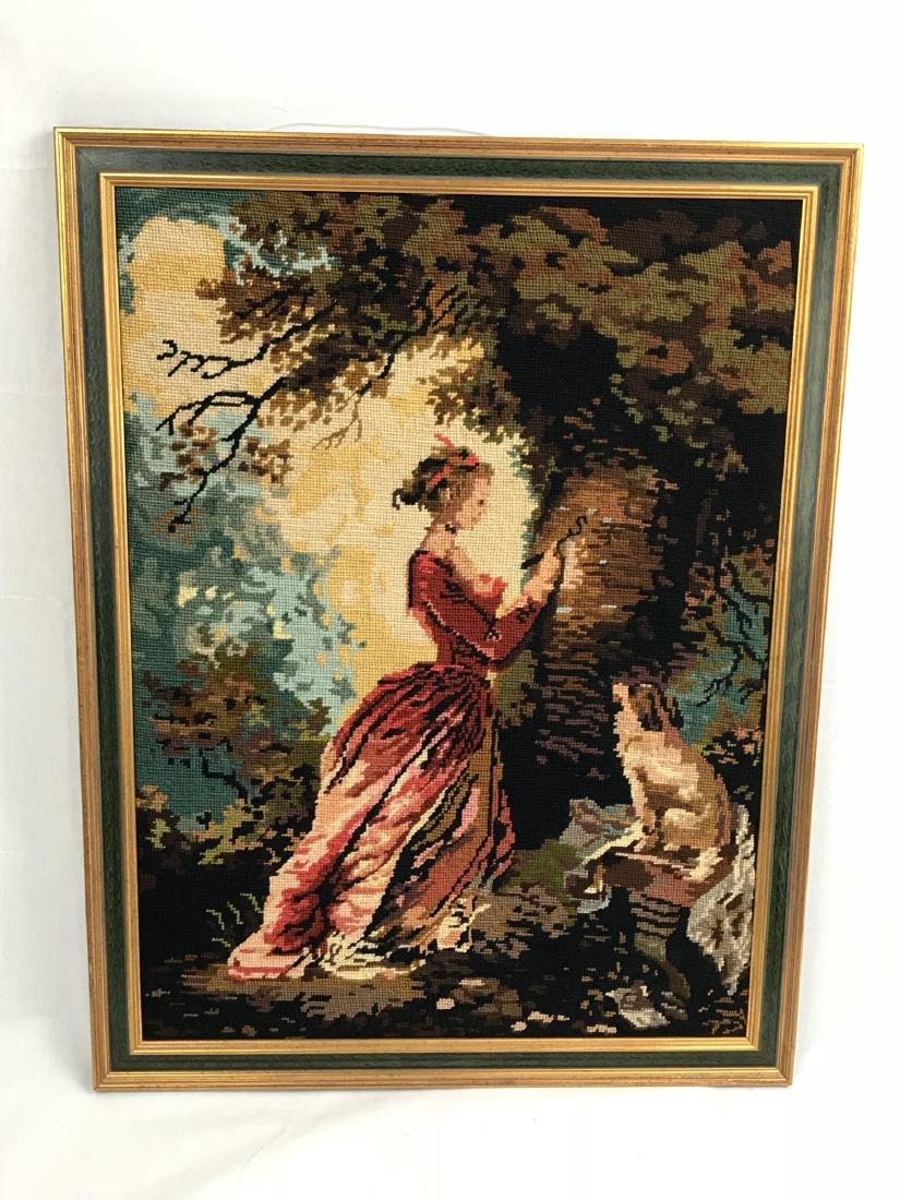 Vintage Framed Needlepoint Wall Art: Vintage Framed Needlepoint Wall Art.Â Measures approximately 22.5â€ wide by 29â€ tall and is in good used condition. There are no known signs of defects or quality issues.Â