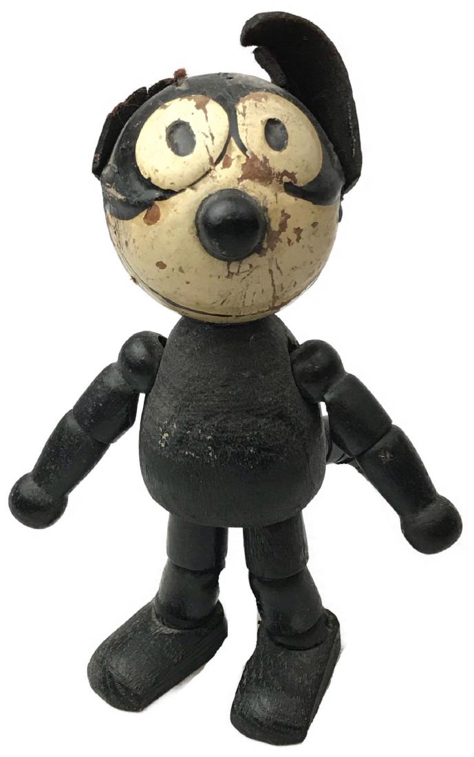 Felix The Cat Schoenhut Wooden Figure: Felix The Cat Schoenhut Wooden Figure; a figure of the fun and popular Felix the Cat. This figure shows the famous Felix happy go lucky smile. It is marked on the bottom of the left foot showing " FEL