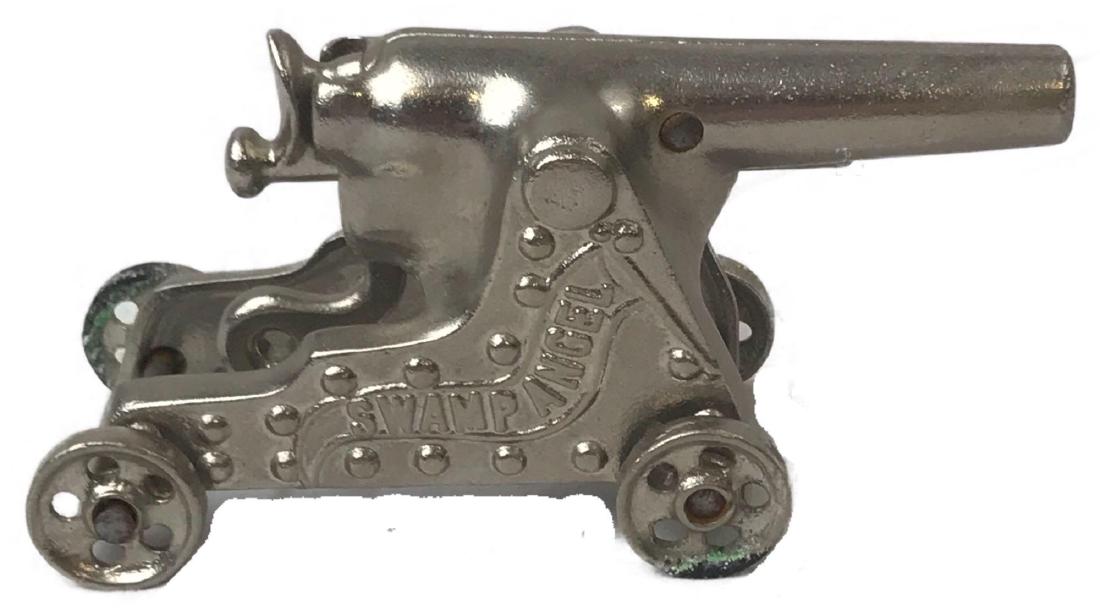 Swamp Angel Toy Cannon: Swamp Angel Toy Cannon; a vintage style cast toy that is based on the famous 32 lb. Parrot gun that Union forces used to shell Charleston, SC in 1863. This small toy is modeled after a toy that was ow