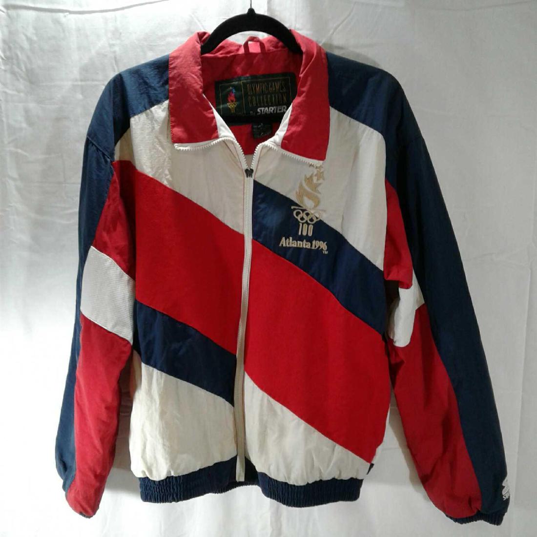 Vintage 1996 Atlanta Olympics Starter Jacket, Small: Vintage 1996 Atlanta Olympics Starter Jacket. Size small. This jacket's is missing the pull on the zipper but overall is in good used condition. There are no other known signs of defects or quality is