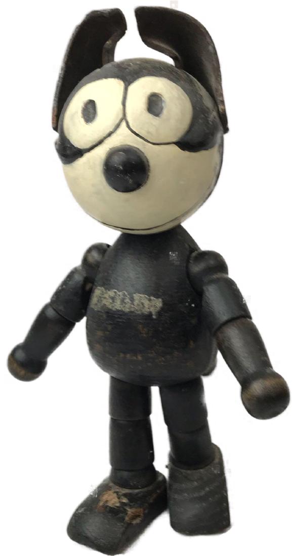 Felix The Cat Schoenhut Wooden Figure: Felix The Cat Schoenhut Wooden Figure; a figure of the fun and popular Felix the Cat. This figure shows the famous Felix happy go lucky smile. It is complete including the leather ear tabs. The condit