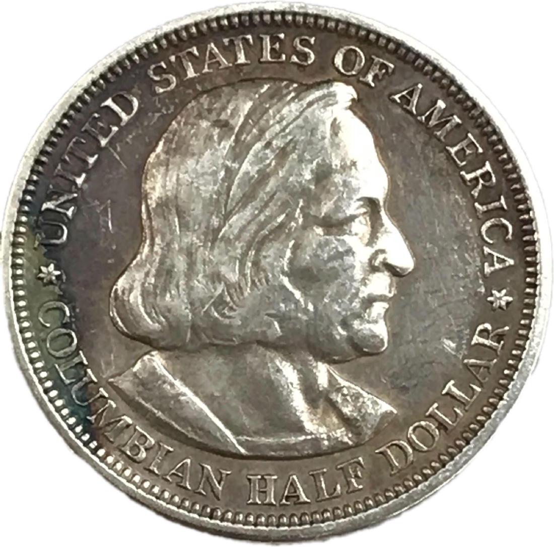 1892 Colombian Half Dollar: 1892 Colombian Half Dollar; the 1892 and 1893 Columbian half dollars were the first commemorative coins issued by the United States. They were coined to commemorate the World's Columbian Exposition in
