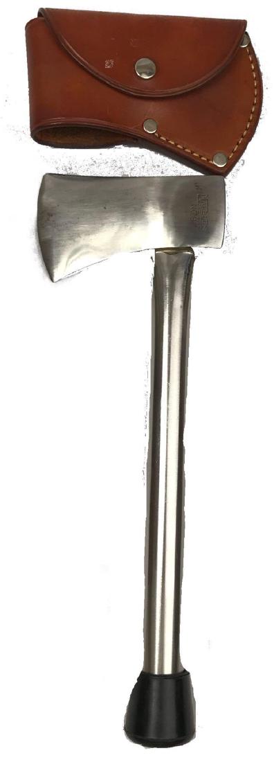 Walter Grigg Homemade Marbel's Hatchet: Walter Griggs Homemade Marbel's Hatchet; this is a very unique piece showing very fine workmanship and interesting history. The hatchet is a Marbel's #9 head, from the famed knife and weapon maker in 