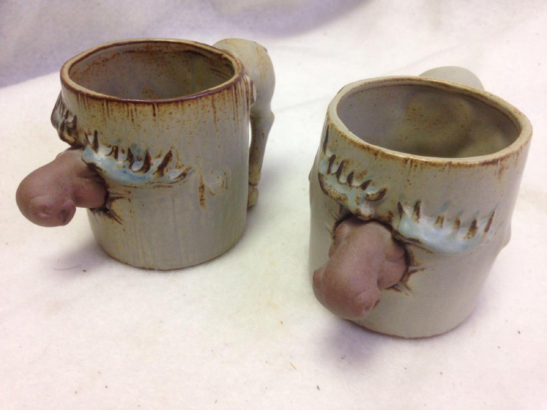 2 handmade Stoneware Ceramic Coffee Cup With a MOOSE: Like a Canadian Moose? If so this is for you. 2 handmade ceramic Moose cups. These were made by a true craftsperson and a super fun!