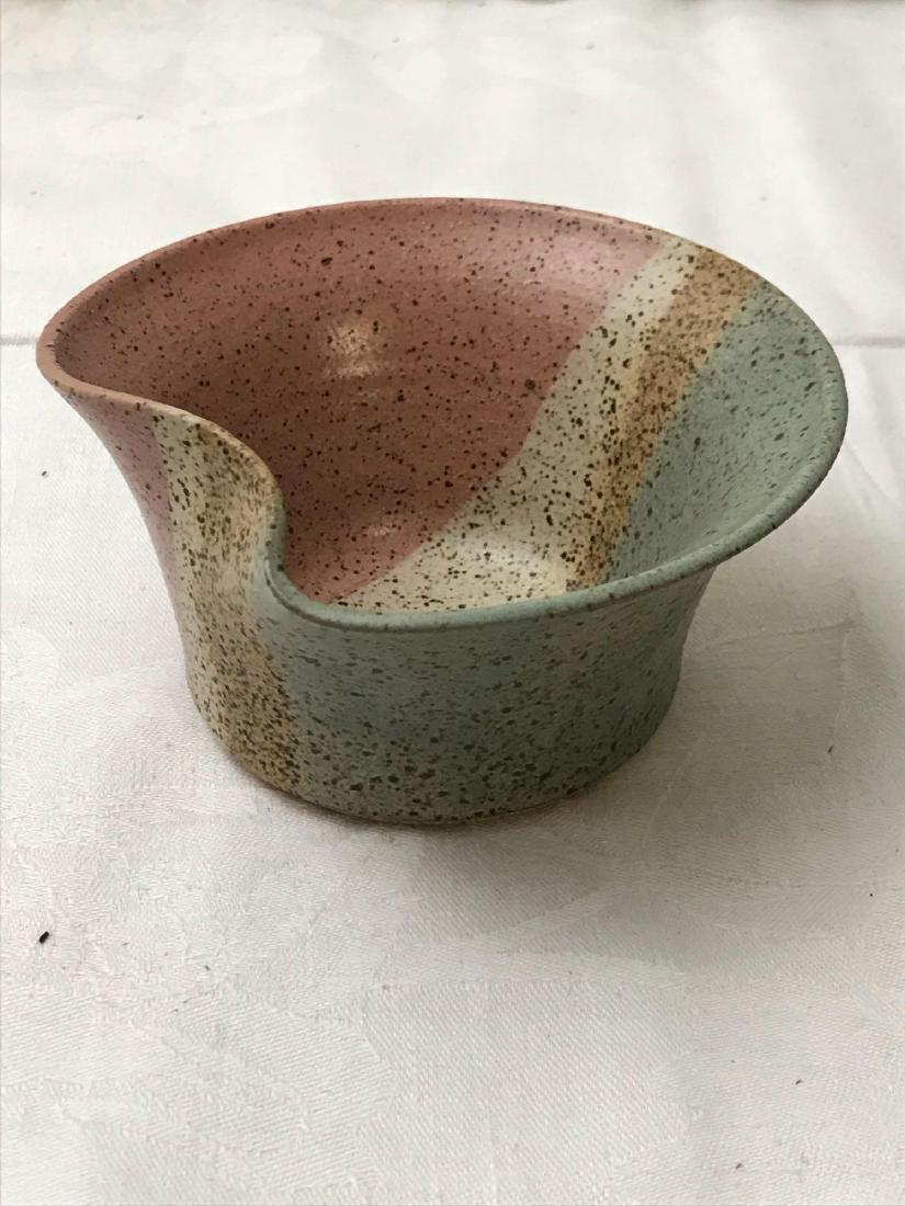 Handmade Artisan Clay Bowl: Handmade Artisan Clay Bowl; Made with lovely earth tones and speckles of brown. Marked Jon 91' on the bottom. Measures at approximately 5" H x 2" D.