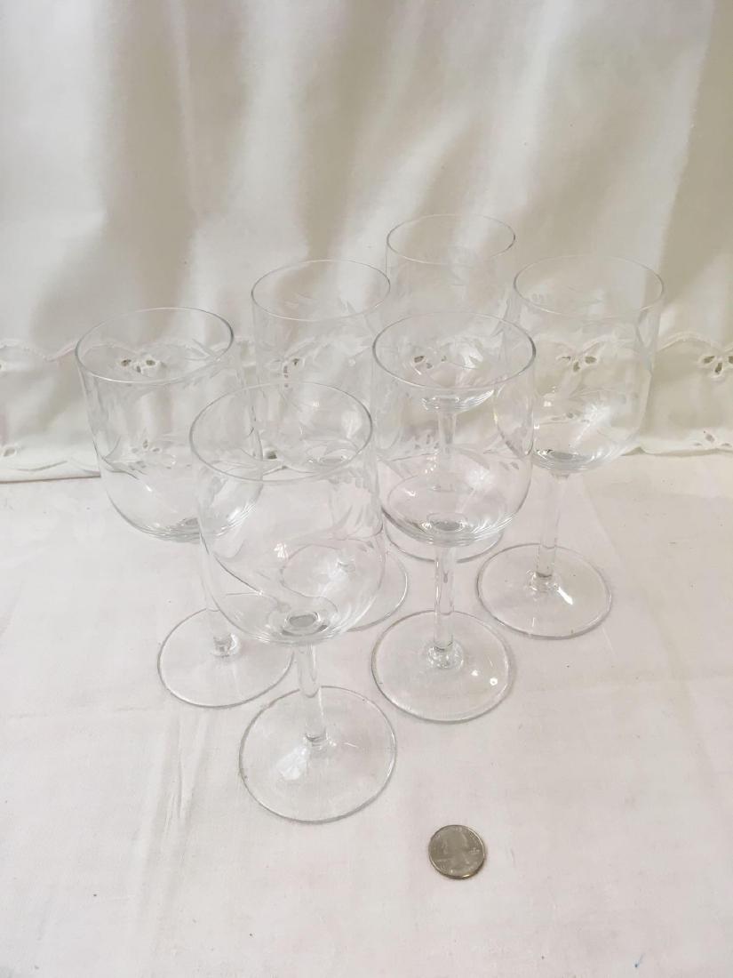 Vintage Wine Glass Set: Vintage Wine Glass Set; Comes with a total of six glasses and each measure at approximately 8" H x 3" D.