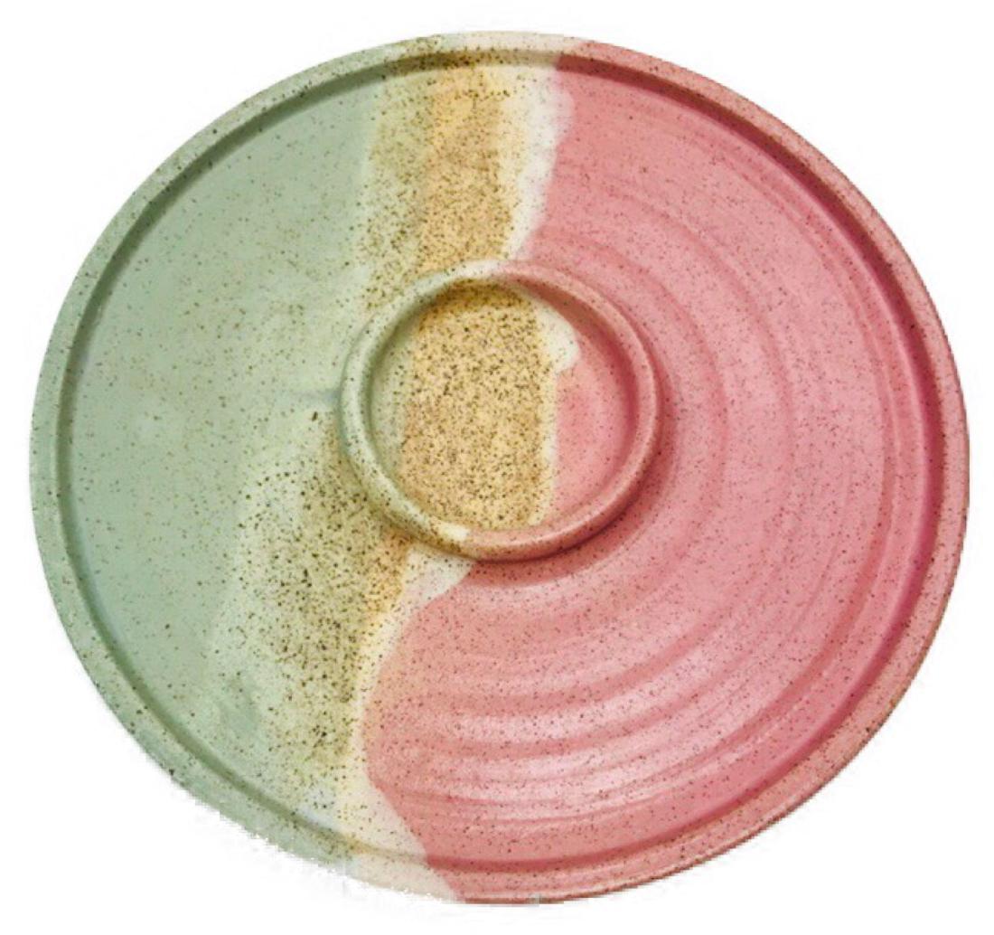 Handmade Ceramic Stoneware Chip and Dip Platter, Signed (1 of 9)