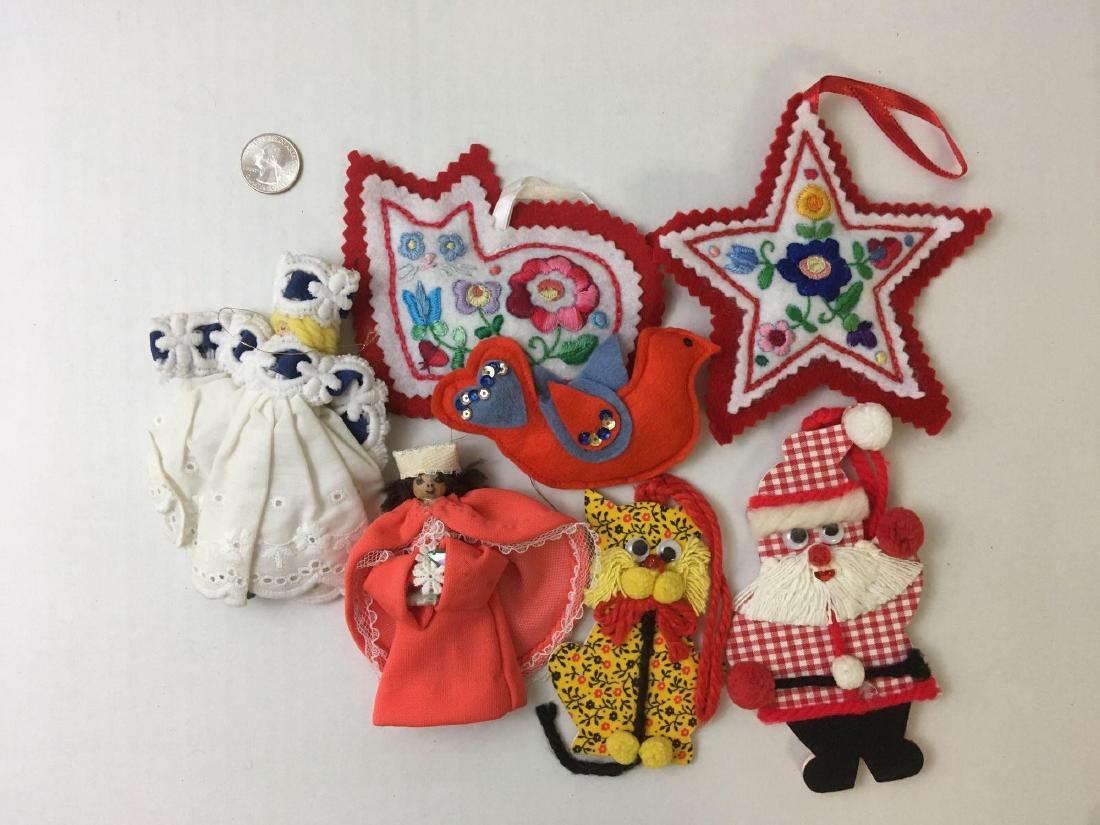 Vintage Christmas Ornament Lot #5: Vintage Christmas Ornament Lot. This auction contains a variety of vintage, antique and homemade Christmas ornaments. Ornaments are composed from different materials, including wood, fabric, plastic,
