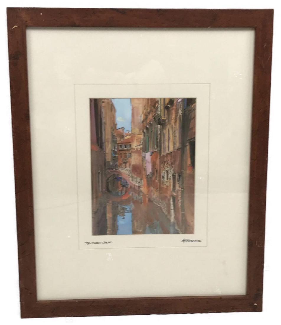 Photograph, Textured Canal by Martin Roberts, Signed: Framed art photograph, Textured CanalÂ signed Martin Roberts, Venice, Italy. Mr. Roberts hand paints the photographs he shoots in black and white. This work is matted and glazed. It is mount
