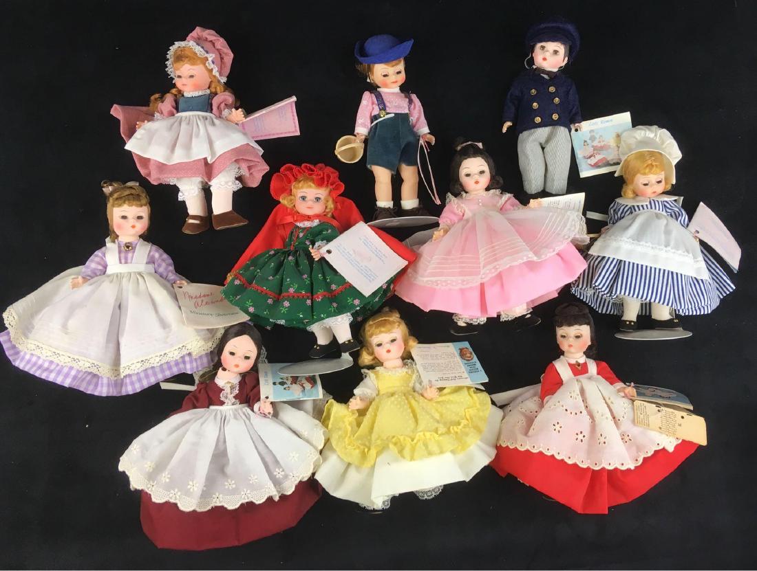 Lot of 10 Vintage Madame Alexander Dolls: Lot of 10 Vintage Madame Alexander Dolls; the lot includes 1) Little Women Amy, 2) Little Women Beth, 3) Little Women Marme, 4) Little Women Meg, 5) Little Women Laurie Little Men, 6) Little Women Jo,
