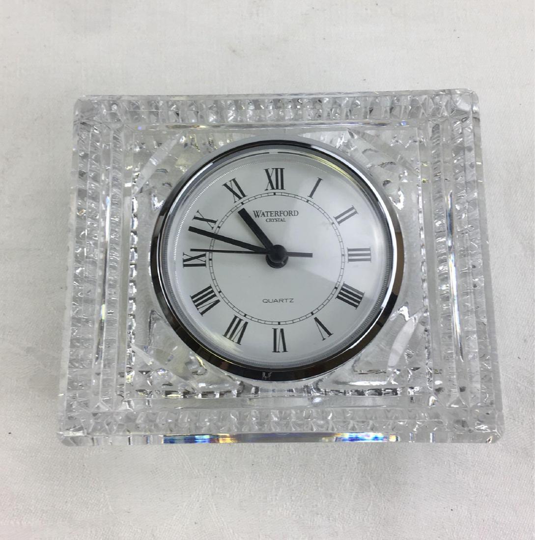 Waterford Crystal Desk Clock: Quartz desk clock by Waterford, 4.3/4" x 4" x 2"