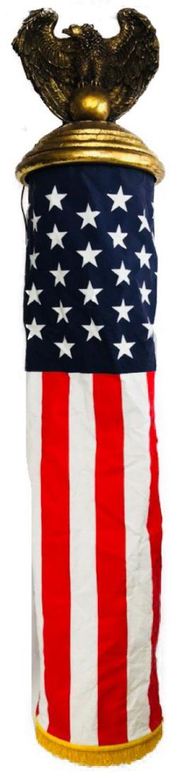 Wonderful American Eagle and Flag Hanging Swag Lamp: Nothing says America like a swag lamp! Yes, this American Freedom Eagle sits a top the American Flag and shines.Â Just hang it from the ceiling, pop a bulb in it, and BAM you've got illumination!Â