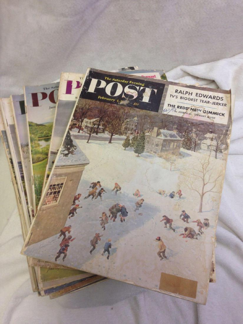 Lot of 13 THE SATURDAY EVENING POST Magazines from 1956: Here is a vintage lot of 13 issues of the Saturday Evening Post Magazines from 1956. Each issue includes a wonderful display of Mid-Century Decor and Fashion. Not to mention interesting Ads and Articl