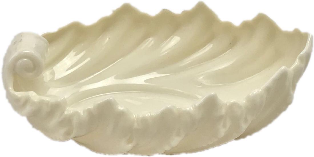 Lenox Acanthus Leaf Candy Dish in Cream: Lenox Acanthus Leaf Candy Dish in Cream; this beautiful dish is marked with the green mark circa 1930 - 1953. It shows much texture and form with a curled scrollÂ handle. The candy dish is in excell