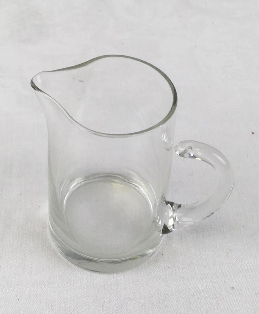 Vintage Glass Syrup Pitcher Creamer: Fine glass spouted creamer with no mark. 4" H, 2" W mouth, 2.1/2" base