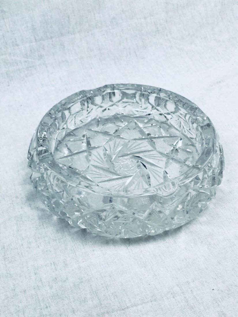 Vintage Heavy Cut Glass Star Of David Cigar Ash Tray: Vintage Heavy Cut Crystal Cigar AshTray; although not marked, this ash tray is a very fine piece of crystal. It is in very good condition, it measures 2" H x 7" DIA, and weighs 3.5 lbs.