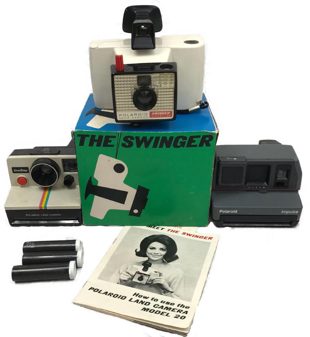 3 Vintage Polaroid Land Instant Cameras: 3 Vintage Polaroid Land Instant Cameras; these three cameras are the models that built the brand. They are; 1) The Swinger Model 20; first introduced in 1965 and the first trulyÂ inexpensive instant
