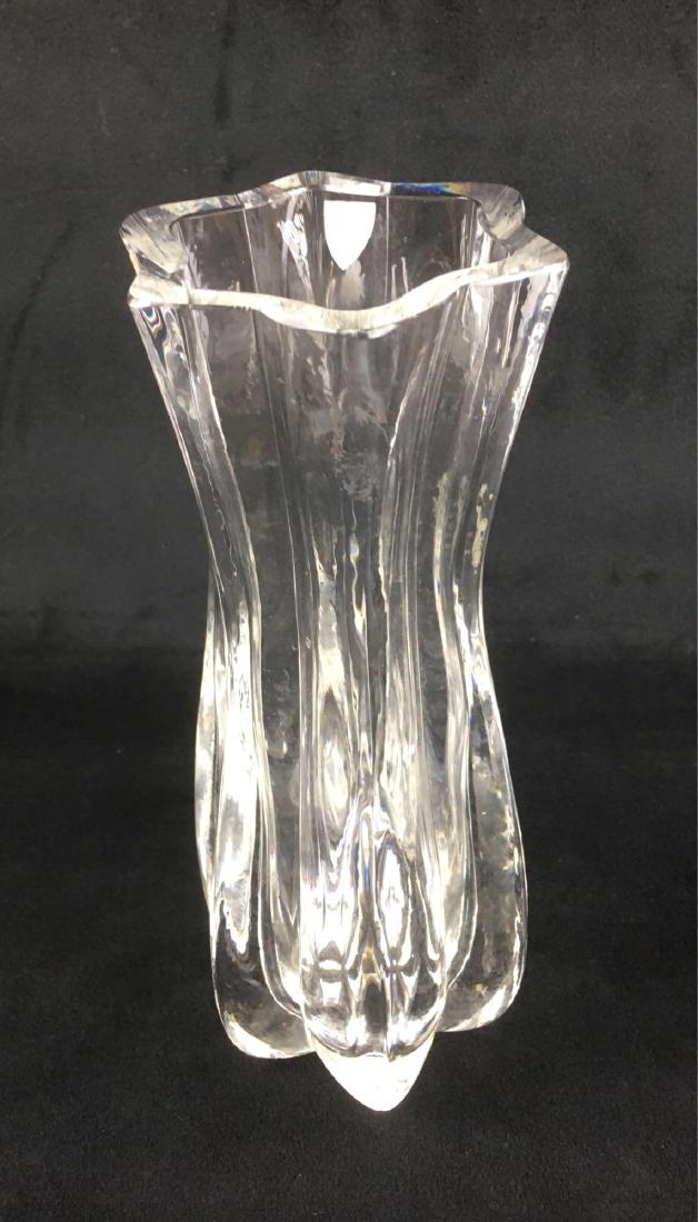Vintage Orrefors Glass Crystal Vase Sweden: Vintage Orrefors Glass Crystal Vase, Sweden; thisÂ Scandinavian Modern vase shows the original label. It is very substantial, the crystal measures 1/4" thick. It is in very good condition showing on