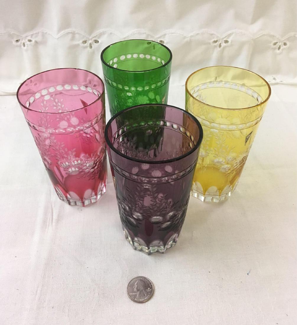 Vintage Colored Crystal Highball Glass Set