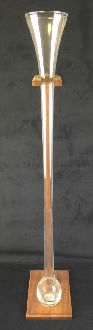 Vintage Yard of Ale Glass Beer Bong: Vintage Yard of Ale Glass Beer Bong; mounted in the original walnut stand. A great way to relive those college days. The glass and stand are in very good condition, there are no chips or cracks. The o