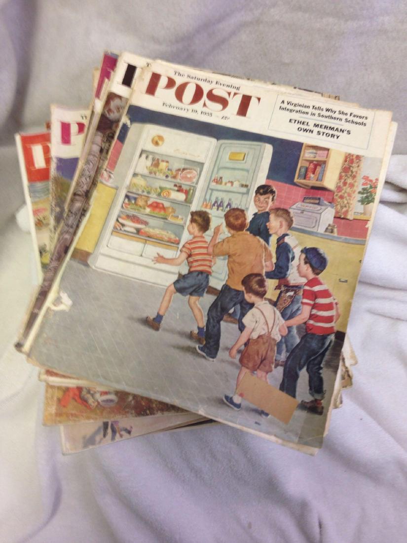 Lot of 12 THE SATURDAY EVENING POST Magazines from 1955: Here is a vintage lot of 12 issues of the Saturday Evening Post Magazines from 1955. Each issue includes a wonderful display of Mid-Century Decor and Fashion. Not to mention interesting Ads and Articl