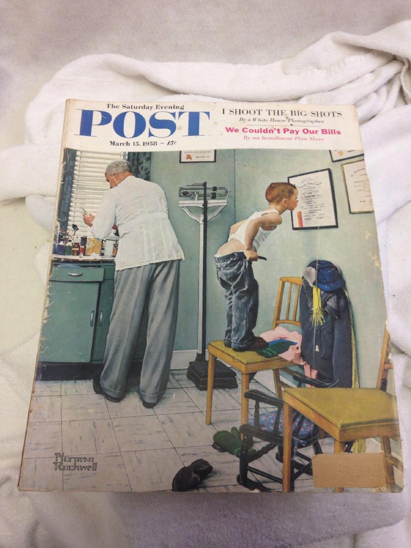 Vintage THE SATURDAY EVENING POST issue 3-15-1958: Vintage THE SATURDAY EVENING POST issue 3-15-1958 NORMAN ROCKWELL COVER Boy at Doctor's Office.Here is a vintage issue of The Saturday Evening Post from 1958. This issue includes a wonderful Norman Ro