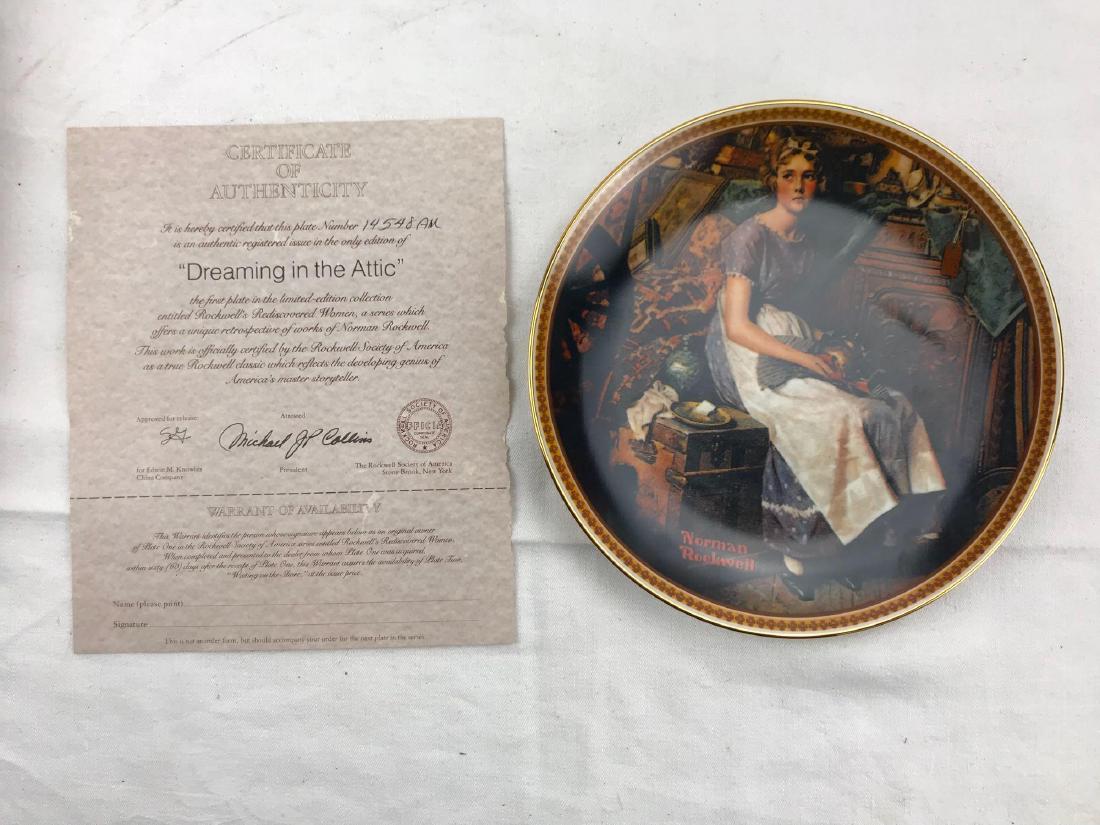 Collectors Plate, Dreaming in the Attic by Rockwell: Collectors Plate,Â Dreaming in the AtticÂ by Norman Rockwell; this plate wasÂ issued by the Rockwell Society of America. It was theÂ first workÂ in his series Rediscovered Women and issued 