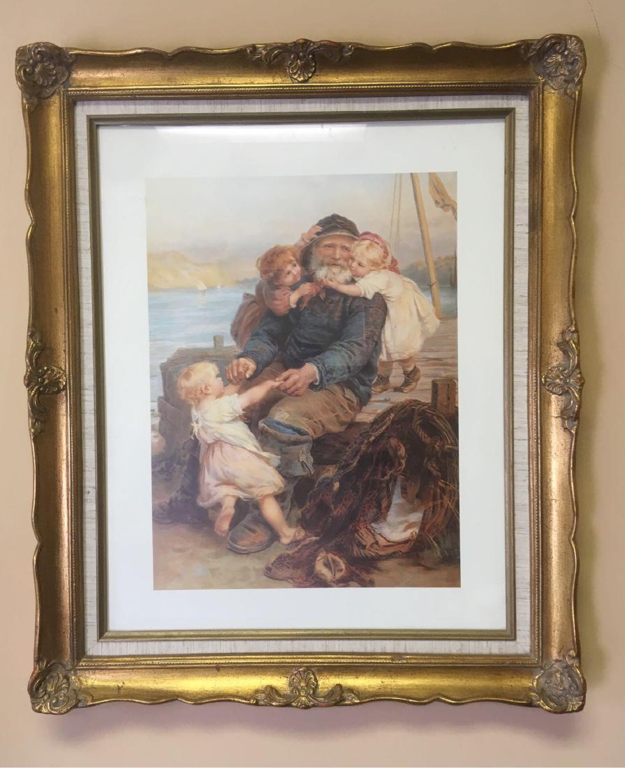 Framed Fred Morgan Art Print Lithograph: Framed Fred Morgan Art Print Lithograph , who do you love; this work is glazed and mounted in an ornate gold colored frame that compliments the colors of the print. The work and frame is in excellent 