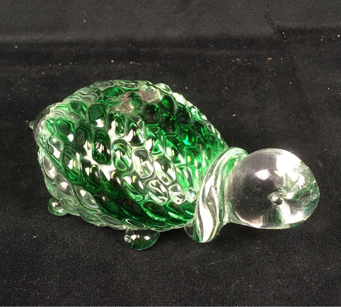 Vintage Oggetti Murano Art Glass Green Turtle: Vintage Oggetti Murano Art Glass Green Turtle; a cute little figurine with a very determined look on it's face. I bet it will win the race. This piece is in very good condition and measures 3" W x 6"