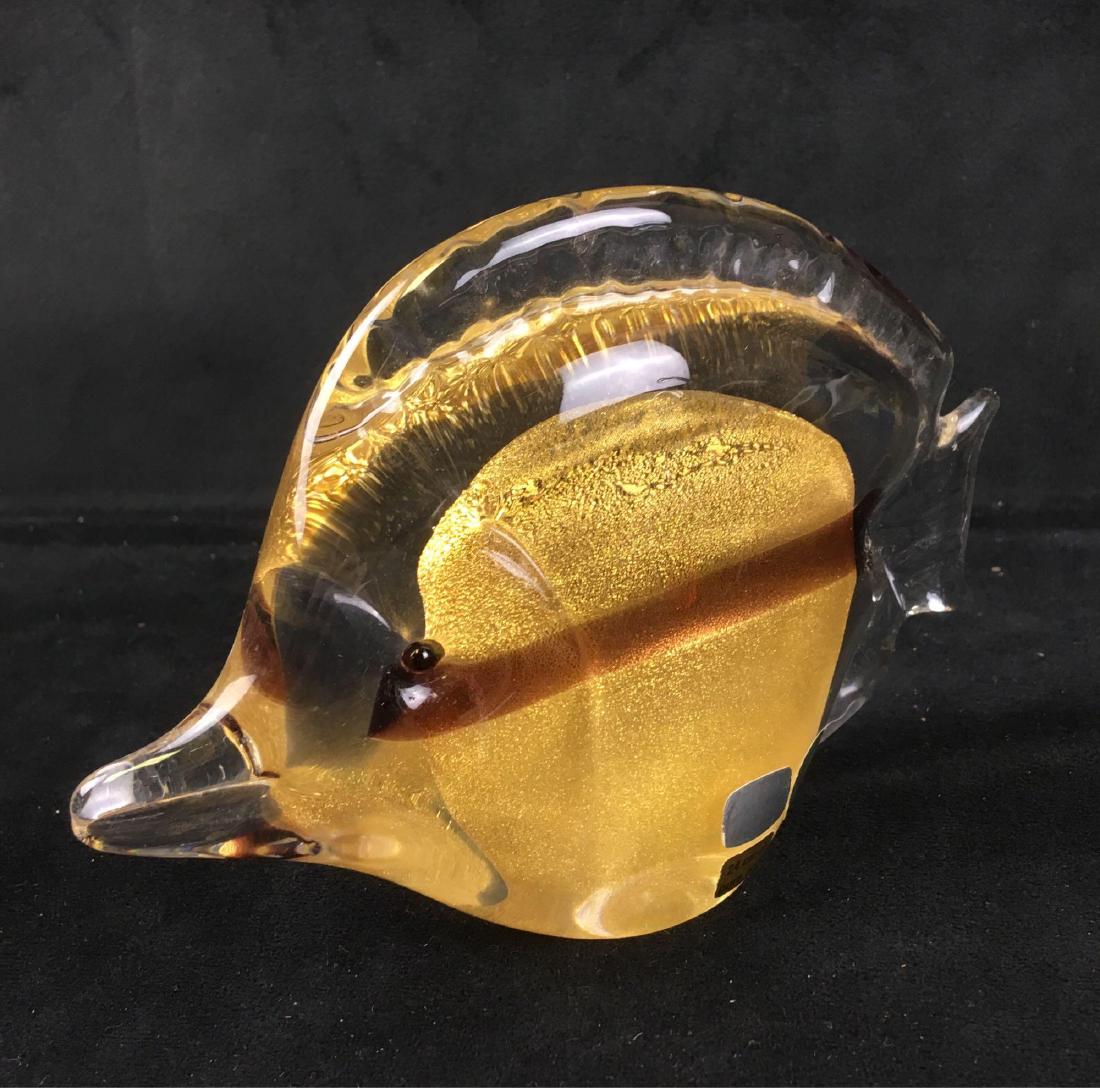 Sardinia Gold Fleck Art Glass Fish Murano Hand Painted 24 Karat Gold
