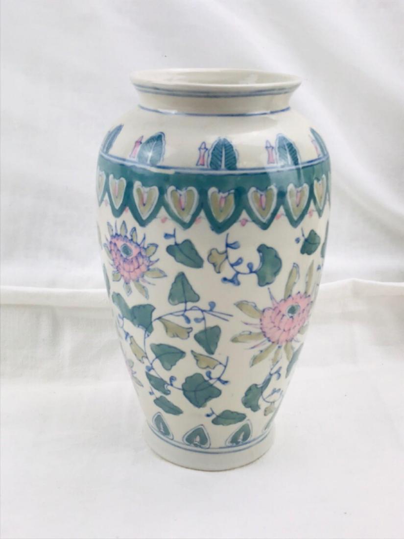 Vintage Asian Style Canton Bat Vase: this vase measures approximately 10" tall by 5" across.Â no chips or cracks were discovered.Â It is unsigned.