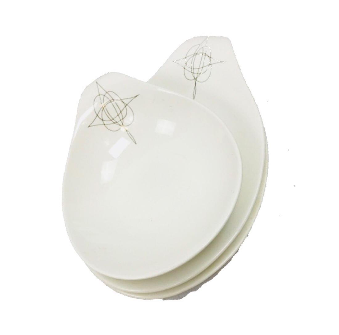 Mid Century Modern Serving Set, 3 Pieces of Hallcraft: Mid Century Modern Serving Set, 3 Pieces of Hallcraft Fantasy Pattern by Eva Zeisel; this is a great find and includes 1) 11" large serving bowl standing 2 1/2" H, 2) 13" serving platter standing 1 1/
