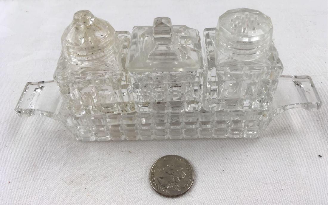Vintage Pressed Glass Cruet Condiment Set