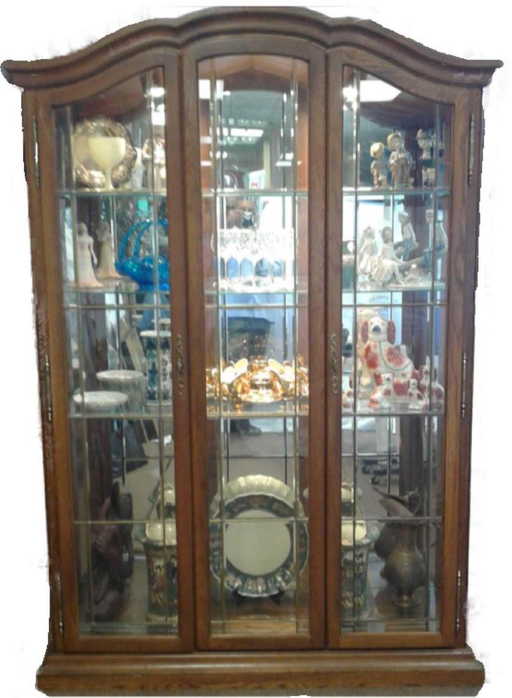 Large Oak Curio Cabinet