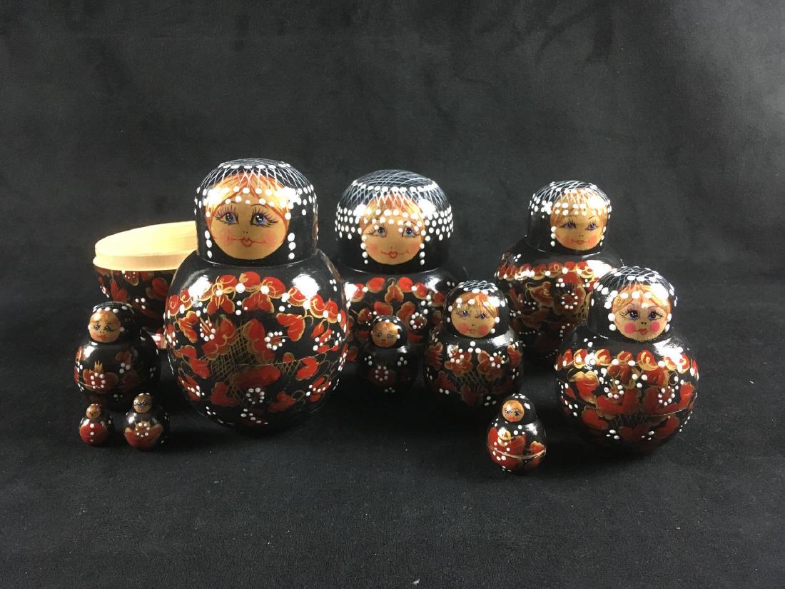 Set of Russian Nesting Dolls Matryoshka: Set of Russian Nesting Dolls Matryoshka; a collection of 10 Russian nesting dolls marked "Made in China". They do appear to be hand painted. They are in good condition, it is noted that the largest do
