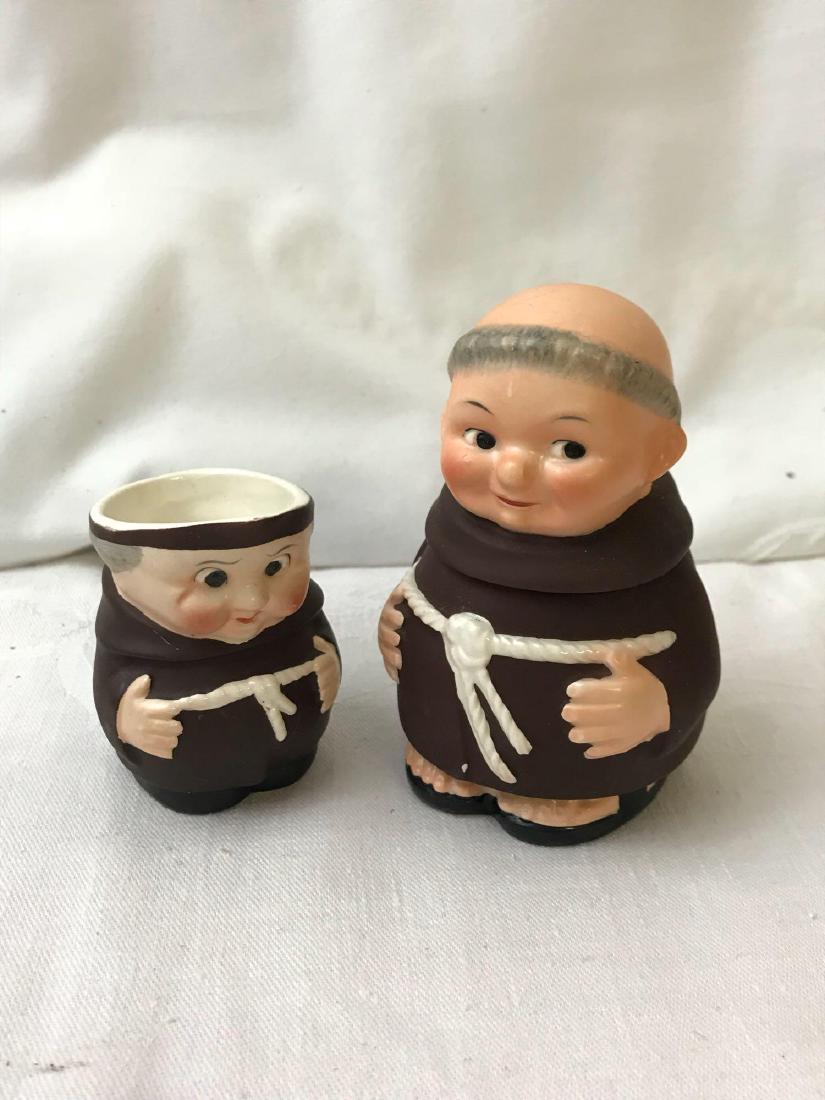 Vintage Hummel Goebel Friar Tuck Monk Cream and Sugar: Vintage Hummel GoebelÂ Friar Tuck Monk Cream & Sugar Set; The creamer is 2" H and the Sugar at 4 1/4" H.