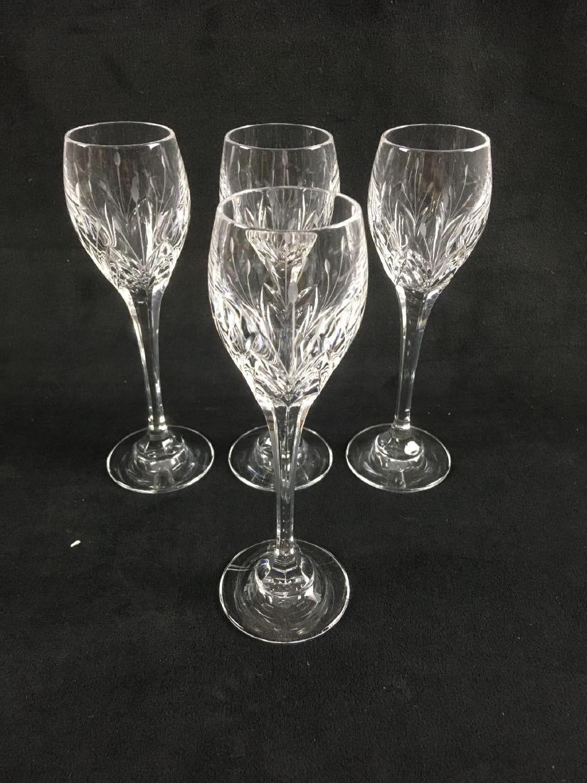 Set of 4 Tall Vintage Cut and Etched Crystal Aperitif,: Set of 4 Tall Vintage Cut and Etched Crystal Aperitif, Dessert Wine Glasses; a lovely set showing cuts and and etched floral motif. The hexagon stems are very clear and quite tall. These glasses are n