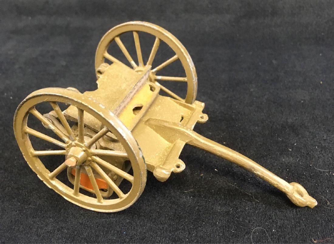 WWI Warren Toy Co. Tin Horse Artillery Die Cast: Rare antique tin toy from the Warren Toy Company. This piece replicates a field artillery piece carried by horse. It is in above average condition, with minimal paint loss and no major damage, but see