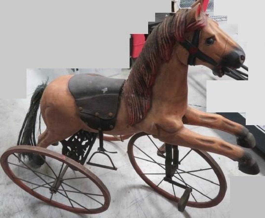 antique wooden horse tricycle