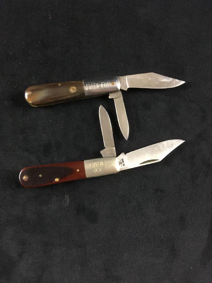 Lot of 2 Vintage Folding Pocket Knives: Lot of 2 Vintage Folding Pocket Knives; both knives in excellent condition with tight action, lot includes 1) Case XX SS 62009 1/2 Barlow style, marked, measures 6" L open (w/ large blade), 3 1/2" L c