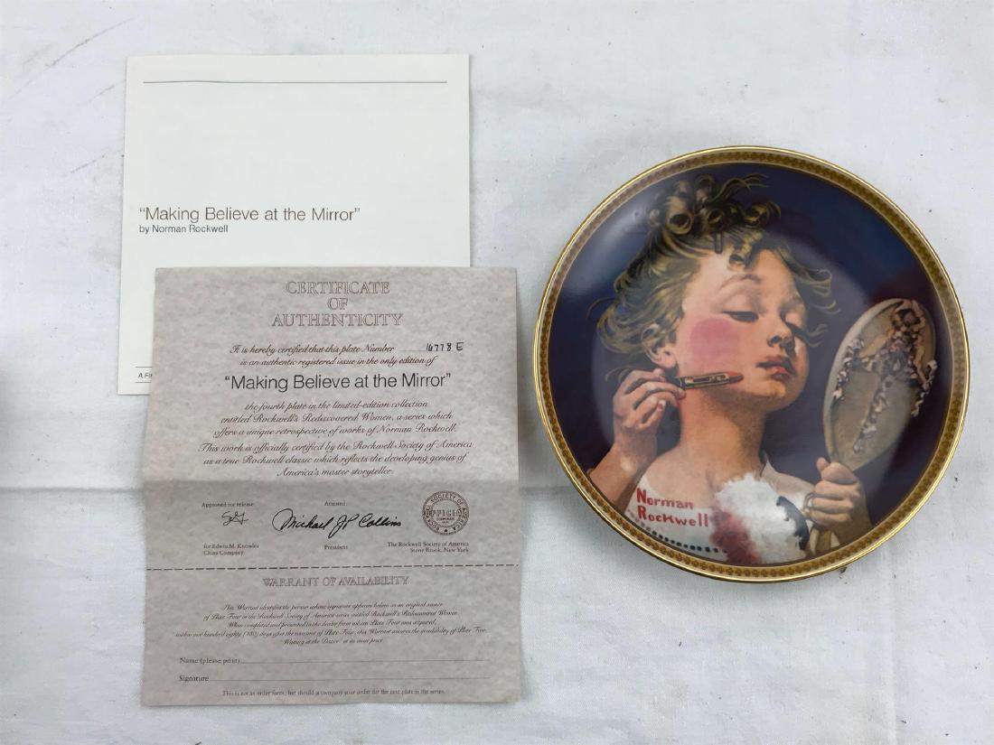 Collectors Plate Making Believe in the Mirror, Rockwell: Collectors Plate, Making Believe in the Mirror by Norman Rockwell; this plate was issued by the Rockwell Society of America. It was the fourth in his series Rediscovered Women and issued in