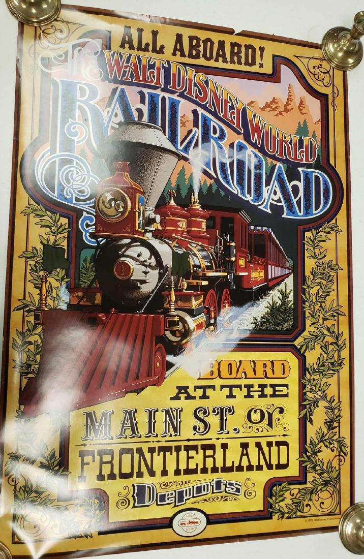 Walt Disney World Railroad Poster: Walt Disney World Railroad Poster. This poster is in great condition. It is unframed and his been rolled up, but otherwise has no rips or tears. The bottom of the poster reads "Board at the Main Stree