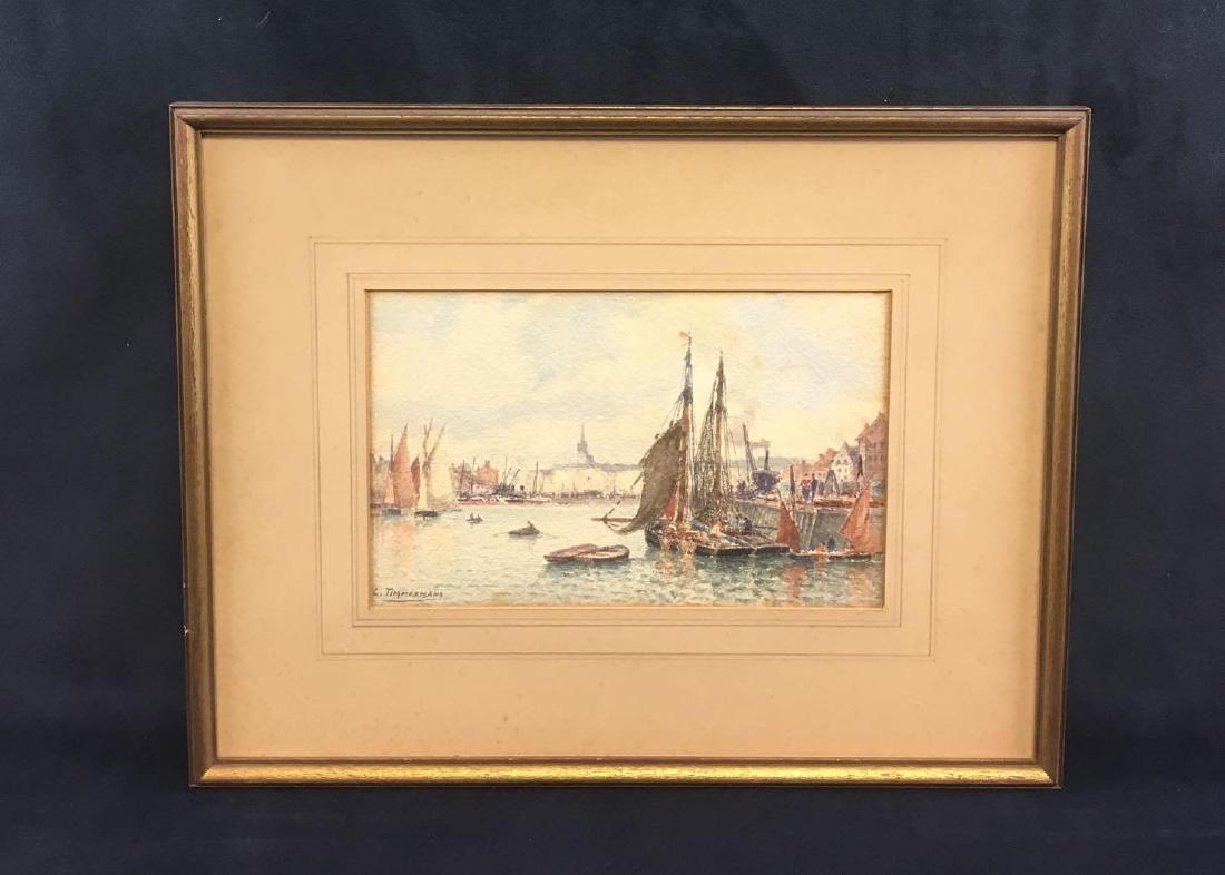 Original Watercolor Fine Art Signed L Timmermans: Original Watercolor Fine Art, Signed L Timmermans; a fine watercolor signedÂ Louis Etienne Timmermans (1846 - 1910). It is matted, unglazed and mounted in a simple gold colored wood frame. The work